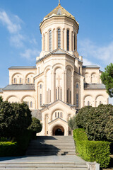 Obraz premium The Holy Trinity Cathedral of Tbilisi, commonly known as Sameba Cathedral. Tbilisi Holy Trinity Cathedral, Georgian Orthodox Church .