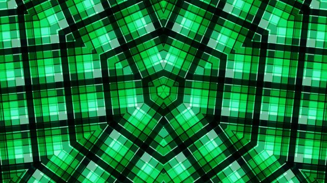 Green Abstract Geometric Kaleidoscope VJ Loop - Futuristic Cyberpunk Plaid Pattern Background