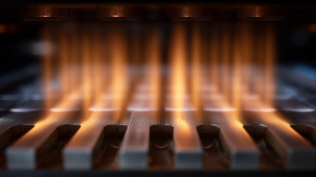 Macro view of TEG module under operation, hot and cold sides clearly distinguishable, thermal imaging effect applied, copper and ceramic materials emphasized, shallow depth of fiel