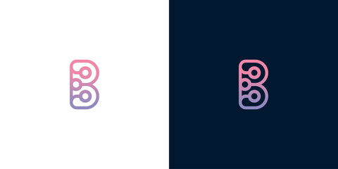 Vibrant gradient initial B logo combining interconnected nodes and pathways, perfect for modern technology, digital solutions, and creative data branding © anello