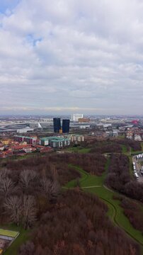 Aerial view of parco nord and sesto san giovanni, milan