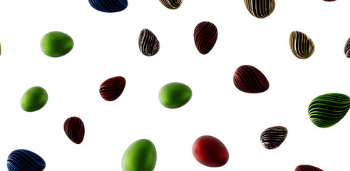 Seamless pattern of abstract colorful egg shapes on a white background. Perfect for creative designs and backgrounds, id