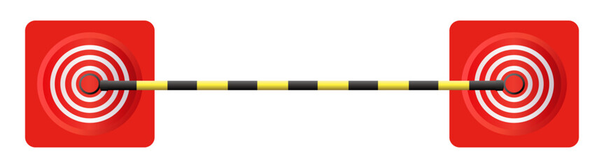 上から見たカラーコーンとコーンバー