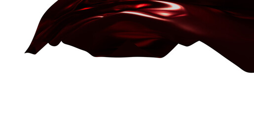 Elegant abstract design of flowing red silk fabric on a white background, perfect for adding a...