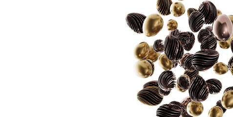 Artistic rendering of a golden and black spheres on white. Elegant design for creative projects.