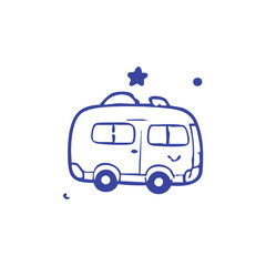 Whimsical Campervan Illustration with Stars