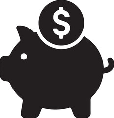 Obraz premium Financial savings piggy bank and money protection insurance vector icon design on white