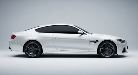 Fototapeta premium Sleek White Sports Car Side Profile on a Clean Background.