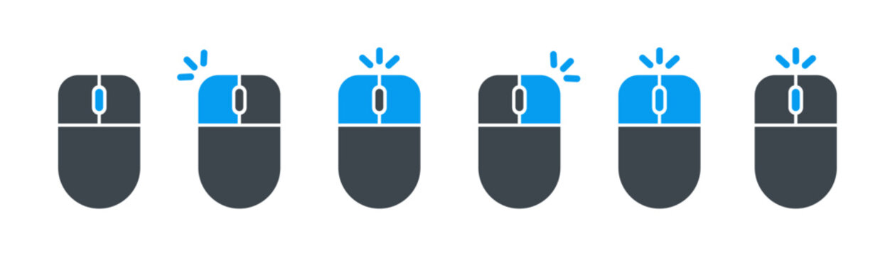 Mouse Left and right click icon. Computer mouse set. Mouse wheel scroll icon vector. Mouse click cursor icon set