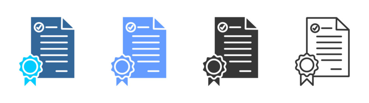 certificate icon set multiple style collection