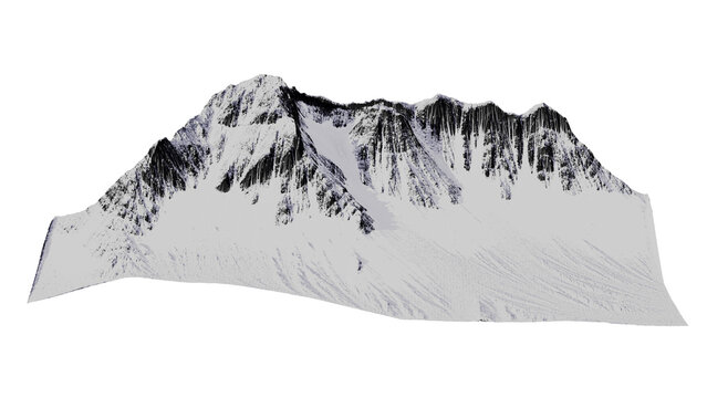 Lightmapped mountain scene in 3D rendering creates detailed landscape