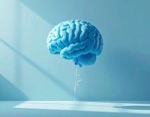 Creative Mind Concept with Brain Balloon on Pastel Blue