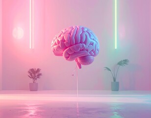 Creative Mind Concept with Brain Balloon in Soft Pastel Setting