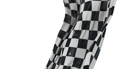 Dynamic image of a checkered racing flag against a white background. Perfect for motorsports, speed, and finishing theme