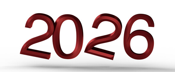 3D render of the year 2026. Perfect for new year greetings and financial projections. Isolated on white for easy use. © vegefox.com