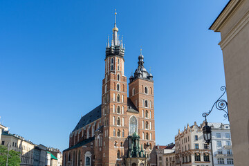 St Marys Basilica of Assumption of Blessed Virgin Mary in Krakow, Poland, Gothic parish church located on Main Market Square in historic Old Town