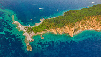 Aerial View of Sveti Nikola Island Near Budva, Montenegro