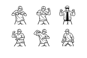 Naklejka premium Dance and movement icon set. Featuring dancer, hip-hop, rhythm, beat, choreography, steps, music, performance, groove and more.