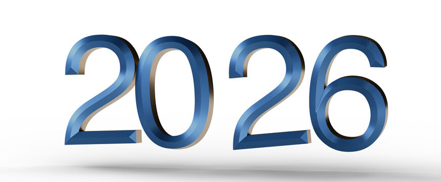 Bold 3D rendering of the year 2026. Perfect for New Year's or future-themed projects.  Ideal for website banners, calend