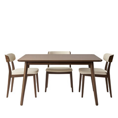 Fototapeta premium Front view of an extendable dining table set isolated on a white transparent background