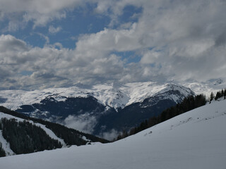 Obraz premium Alps, France, La Plagne mountain view winter