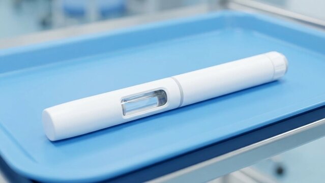 Pregnancy test on blue medical tray, clinical diagnostic tool for womens health and family planning, calm waiting moment for fertility news and prenatal care