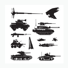 Obraz premium vector set of military tank