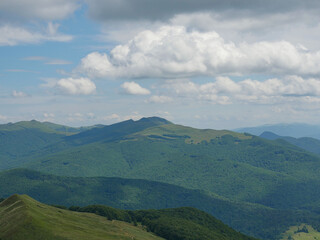 Obraz premium View of the meadows in the Bieszczady Mountains