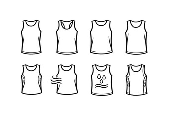 Clothing and apparel icon set. Featuring tank tops, sportswear, fitness, casual, garments, style, fashion, and more.