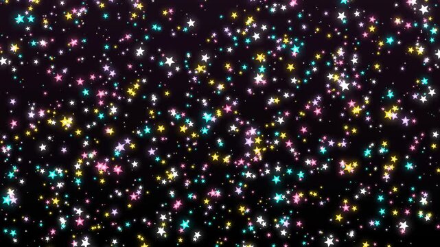 Glowing Multi-colored Starfall Animation, Cute Cosmic Night Sky Background