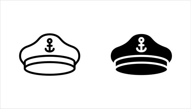 captain hat icon set. Linear vector from nautical concept. vector illutration on white background