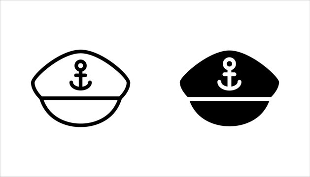 captain hat icon set. Linear vector from nautical concept. vector illutration on white background