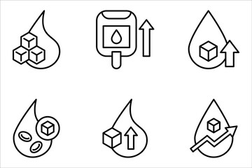 blood sugar icon set. linear style sign for mobile concept and web design vector illutration on white background