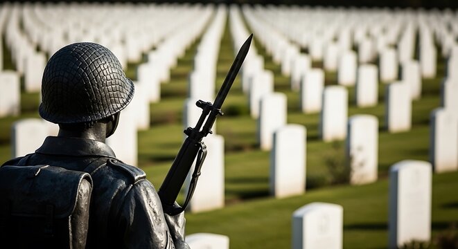 Memorial day tribute to fallen soldiers in american cemetery