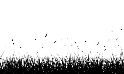 風に揺れる草原のシルエット背景 ベクターイラスト