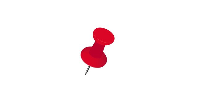 Animated red push pin icon on transparent background for motion graphics, Perfect for business, presentations, infographics, video editing, or motion graphic overlays.