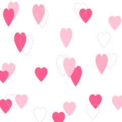 Pink Heart Seamless Pattern on Black Background Cute Valentine Style.