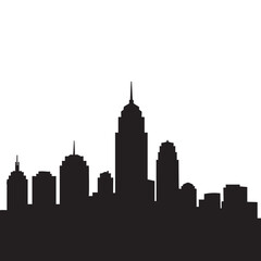 Obraz premium City skyline silhouette vector illustration urban landscape panoramic view downtown buildings high-rise structures metropolitan area architectural background graphic design element