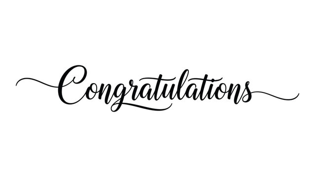 Elegant black cursive congratulations written in a flowing script style Vector