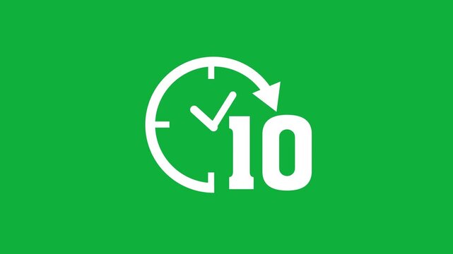 10 hours time duration clock animation with countdown arrow