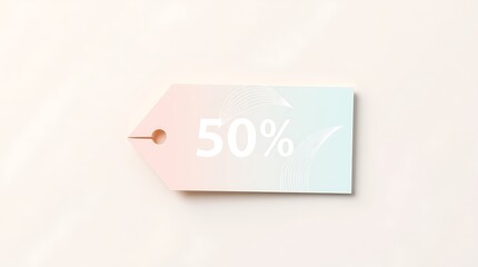 minimalist pastel price tag showing fifty percent off discount