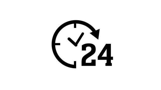 24 hours time duration clock animation with countdown arrow