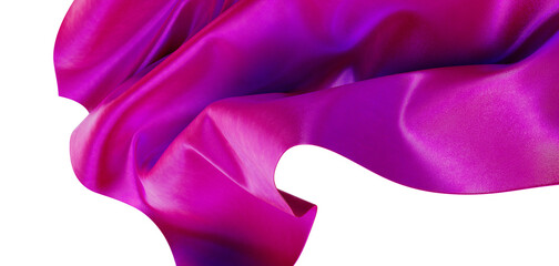 Stunning image of flowing pink fabric with a delicate texture against a clean white backdrop,...