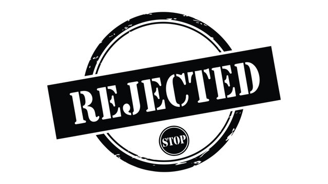 Rejection Stamp: A bold black stamp with the word REJECTED emblazoned across it, signaling denial, disapproval, and the finality of a decision.