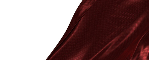 Naklejka premium Close-up of a luxurious burgundy fabric with subtle pattern against a white backdrop. Perfect for textures, backgrounds,
