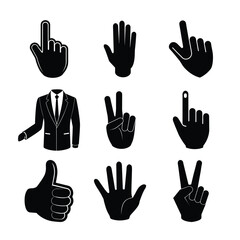 Obraz premium Hand Gesture And Suit Icon Vector Bundle