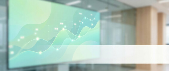Abstract data graph chart line screen office business technology analytics finance background with glowing digital wave for corporate presentation