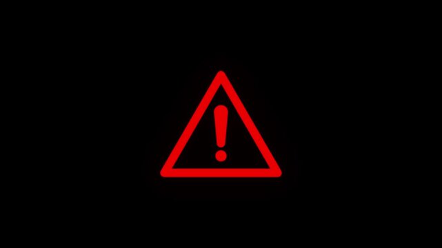 Red warning alert triangle animation with exclamation