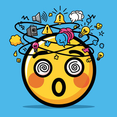 Fototapeta premium Overwhelmed Emoji Sticker Sensory Overload Stress Reaction Icon
