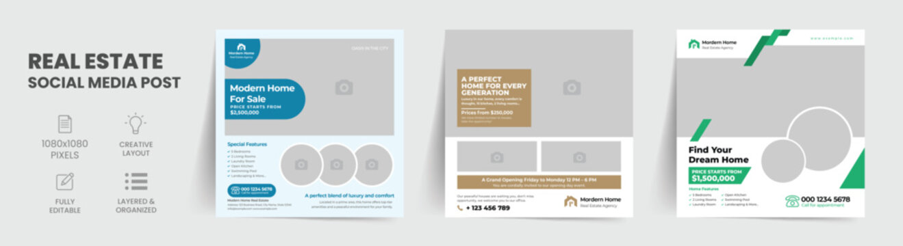 Real Estate Property Sale Social Media Post and Luxury Business Flyer Design Template